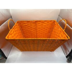Orange Woven Basket with Handles Decorative‎ Storage Container
